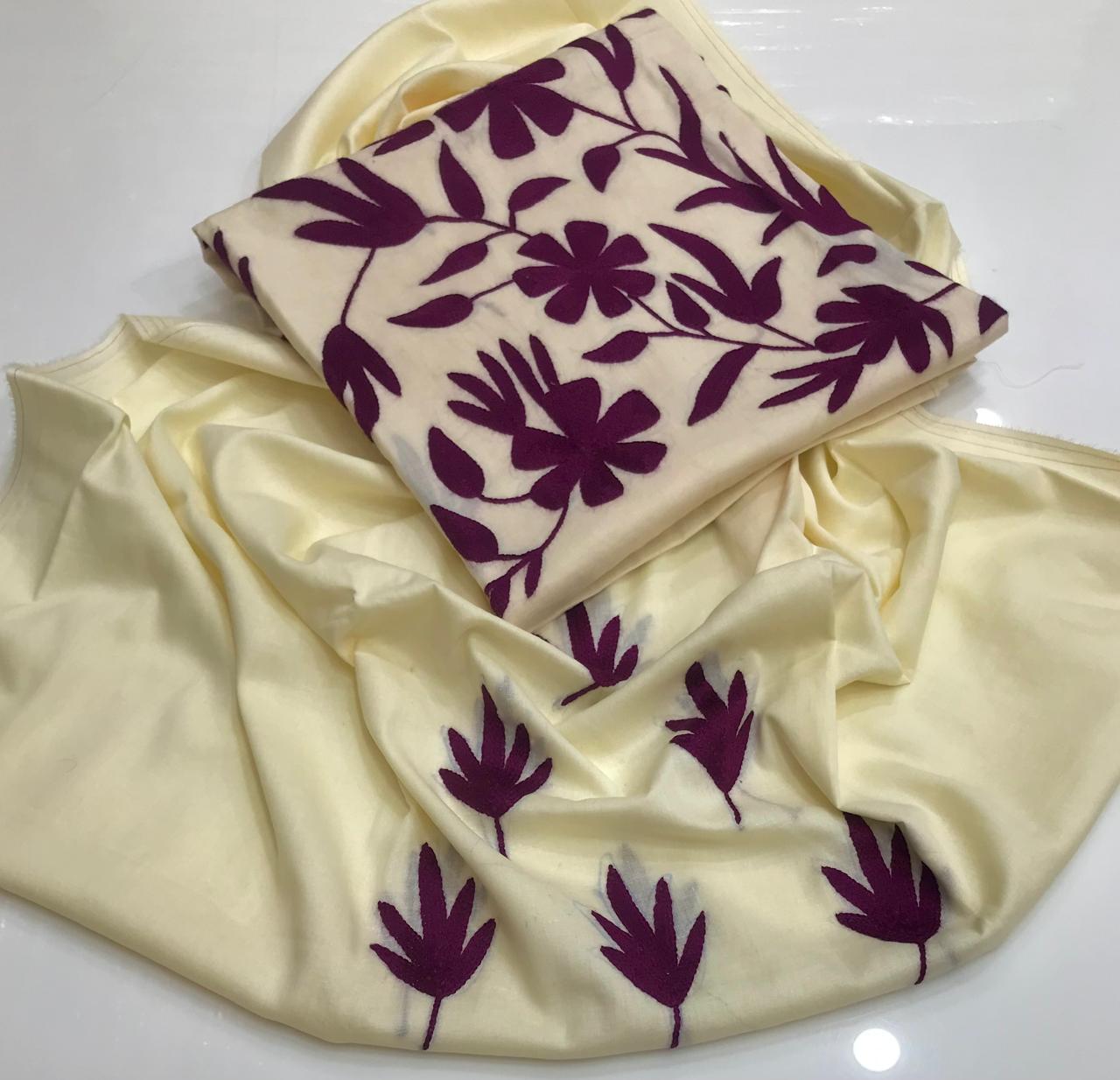 Cream & Plum Embroidered Lawn Suit – 2 Piece | Abrak