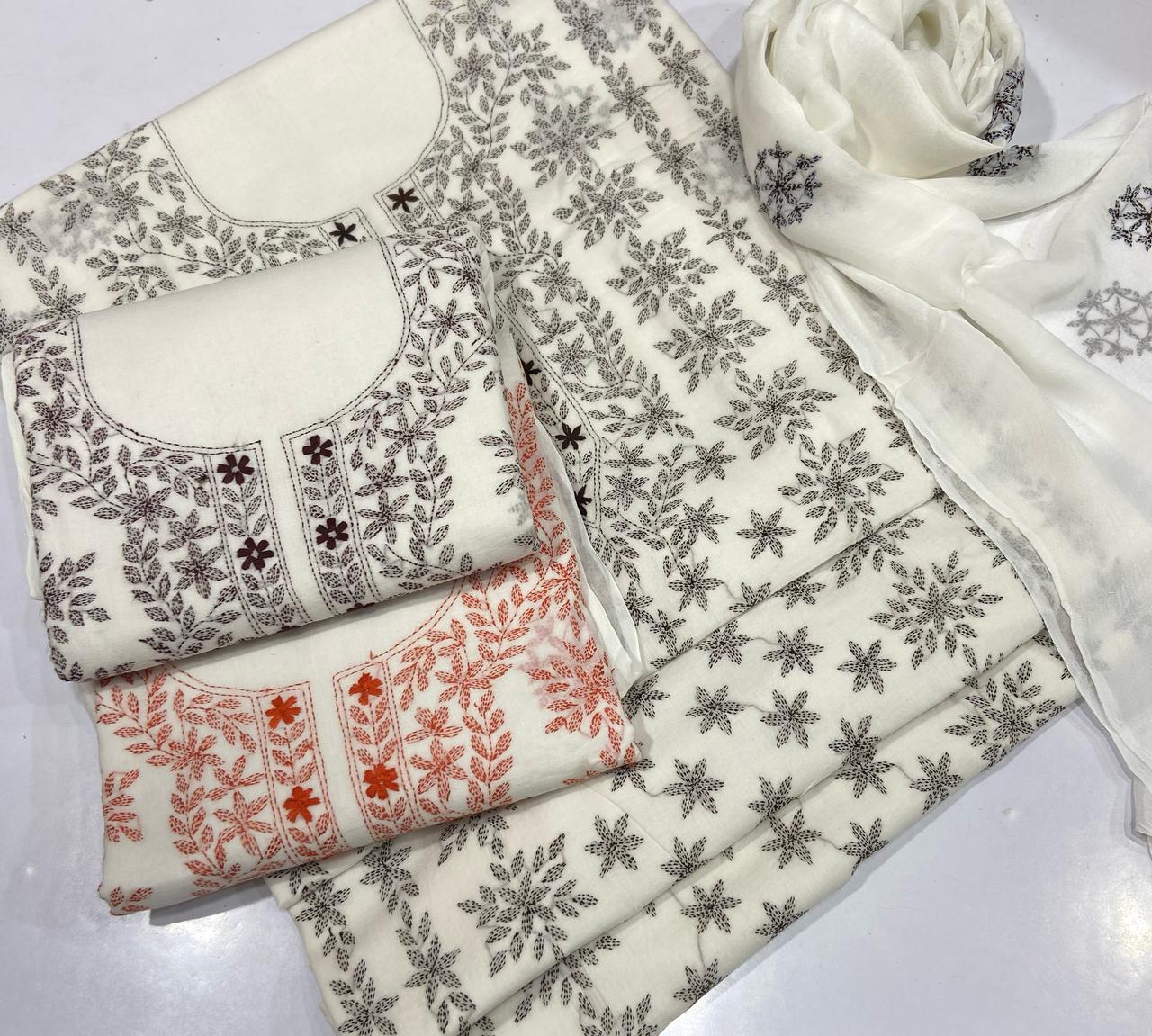 Elegant Multi-Color Embroidered 3PC Lawn Suits – Unstitched Abrak