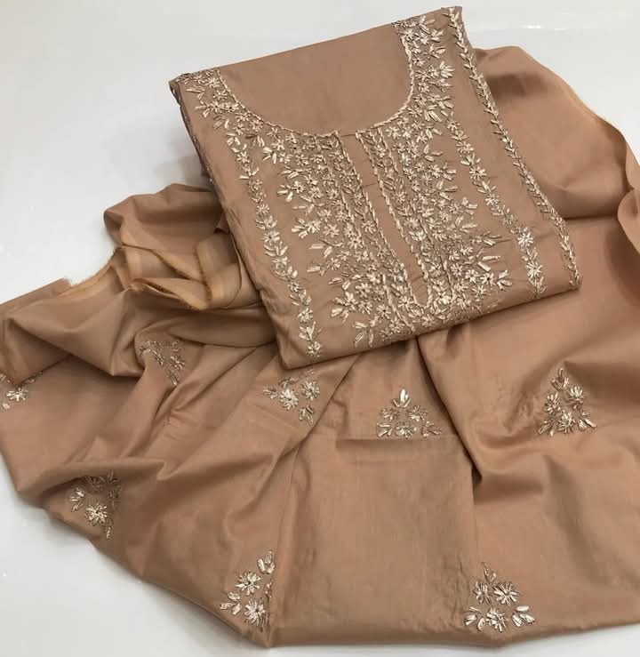 Elegant Dark Green hand-made Gota work 2pc lawn suit