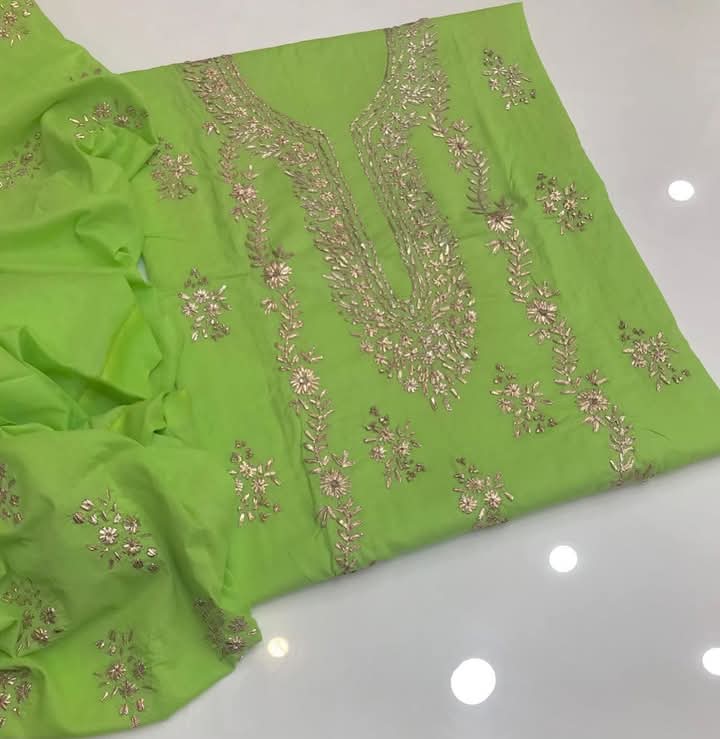 Elegant Dark Green hand-made Gota work 2pc lawn suit