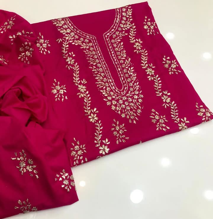 Elegant Dark Green hand-made Gota work 2pc lawn suit